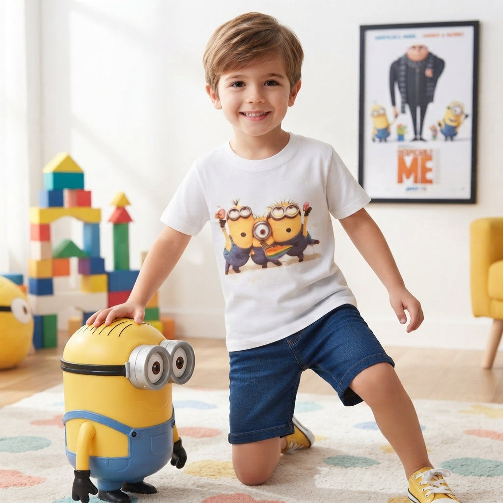 Minions White Cotton T-Shirt