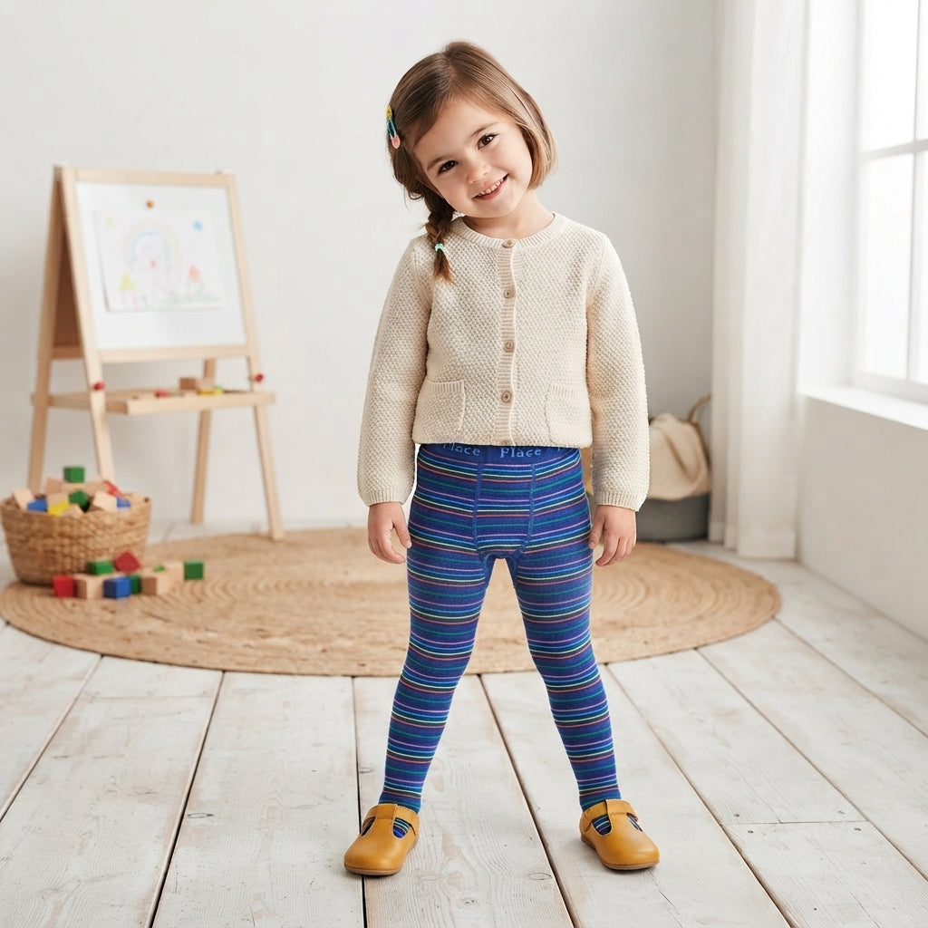 Striped Blue Cotton Collants