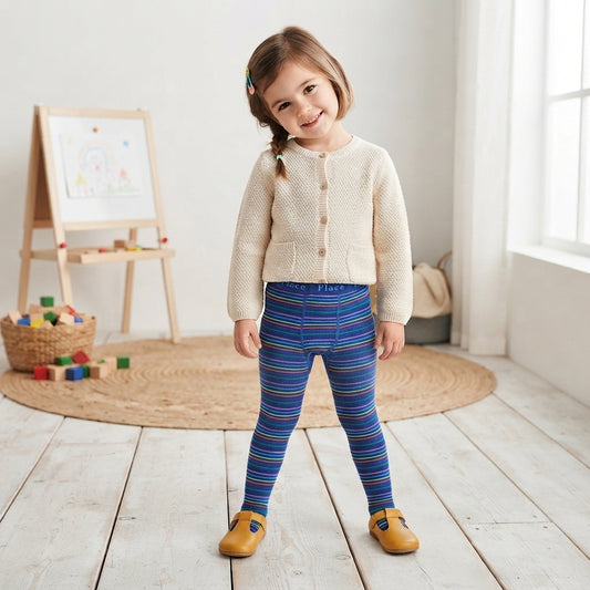 Striped Blue Cotton Collants