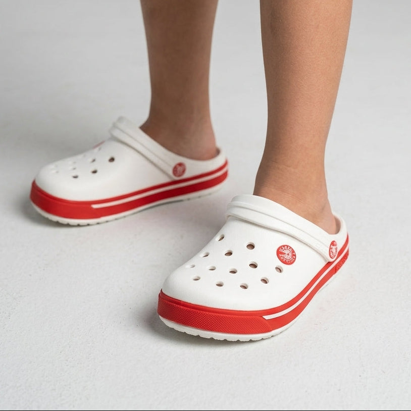 Classic White/Red Clogs