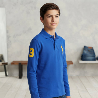 Basic Cotton Long-Sleeved Polo Shirt