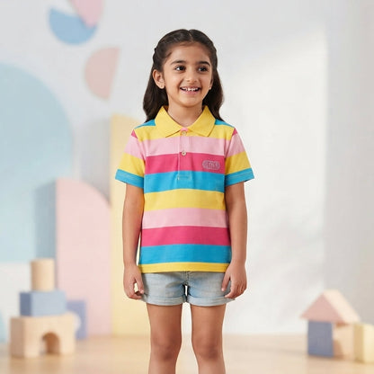 Striped Colorful Short-Sleeved Cotton T-Shirt