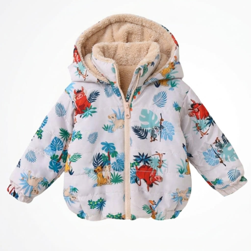 Timon & Pumbaa Off White Lined Puffer Jacket