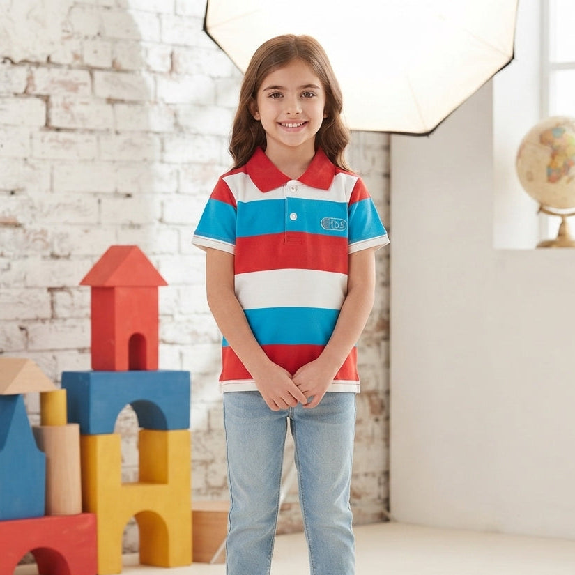 Striped Colorful Short-Sleeved Cotton T-Shirt
