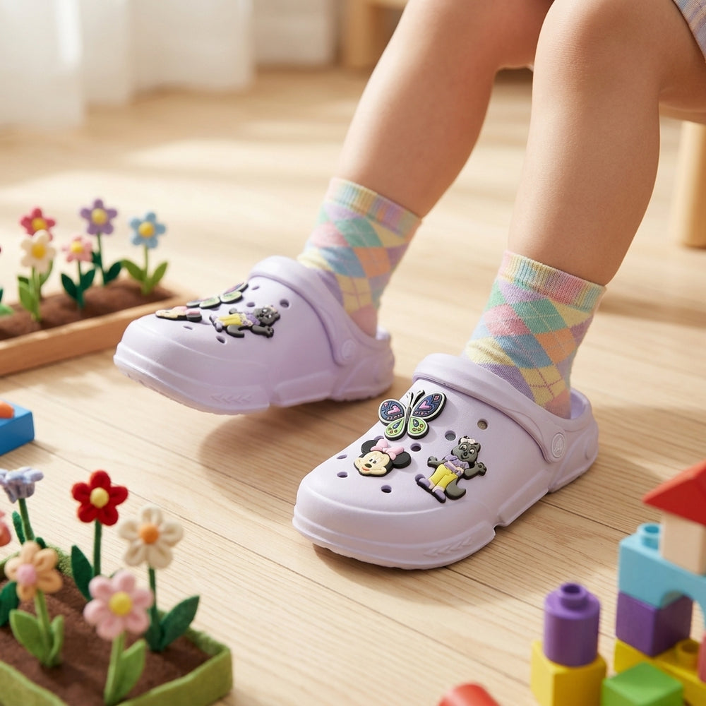 Minnie Mouse And Butterfly Light Purple Clogs