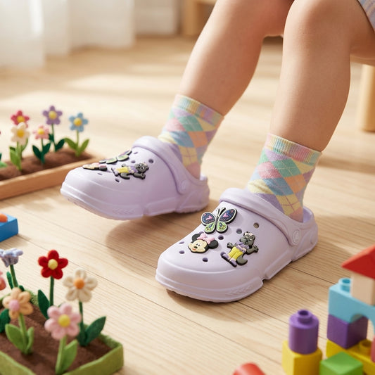 Minnie Mouse And Butterfly Light Purple Clogs