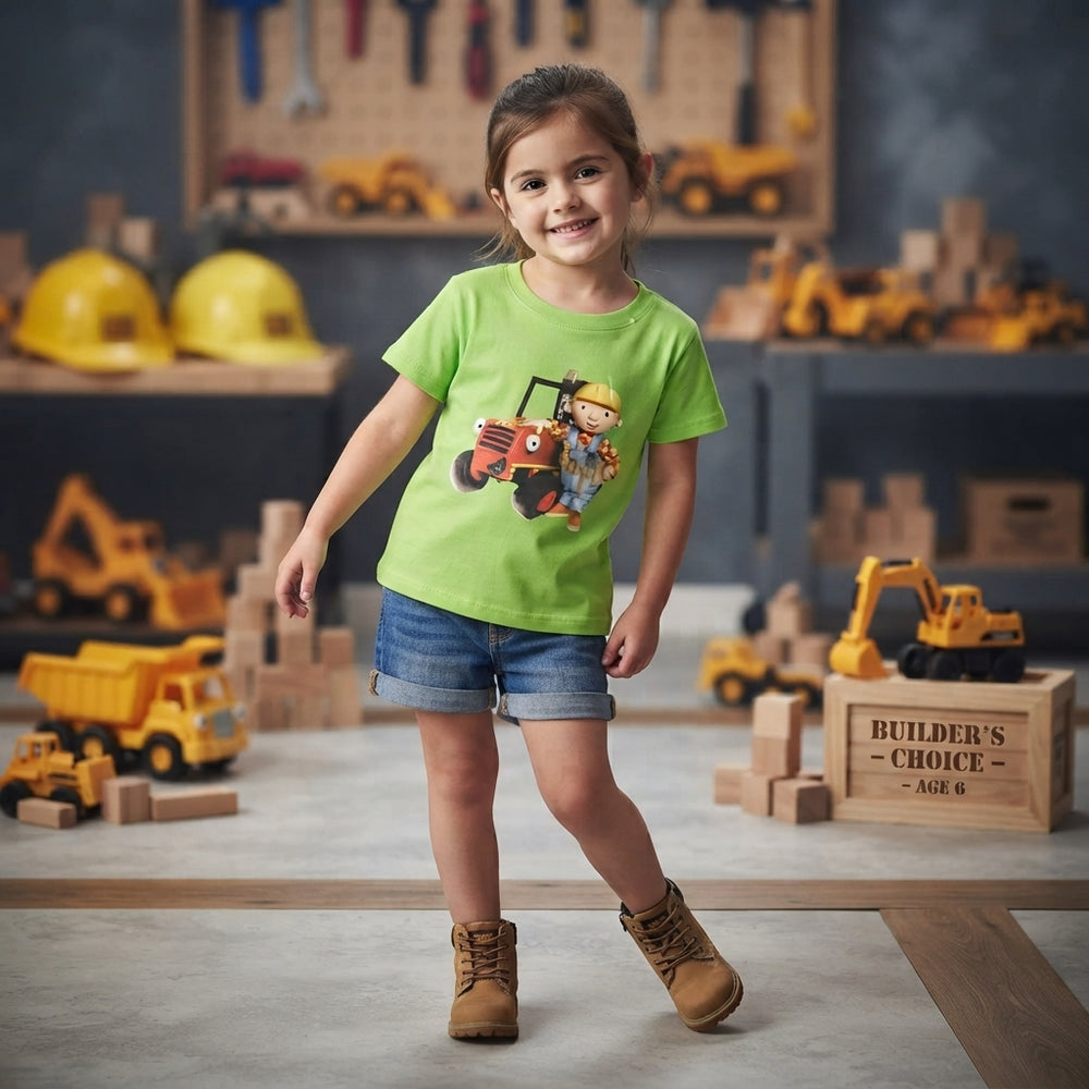 Bob the Builder Lime Green Cotton T-Shirt