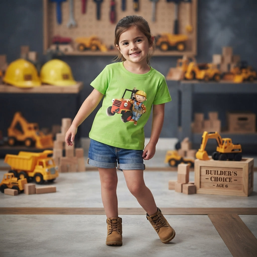 Bob the Builder Lime Green Cotton T-Shirt