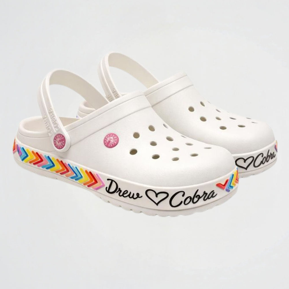 Graphic White Clogs