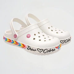Graphic White Clogs