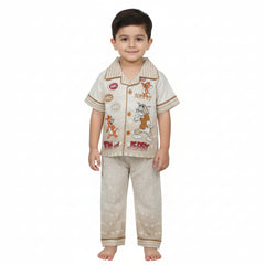 Happy Tom And Jerry Beige Cotton Pyjama Set