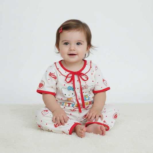 Hello Kitty White/Red Cotton Pyjama Set