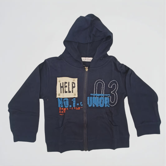 Help Navy Cotton Zip Hoodie