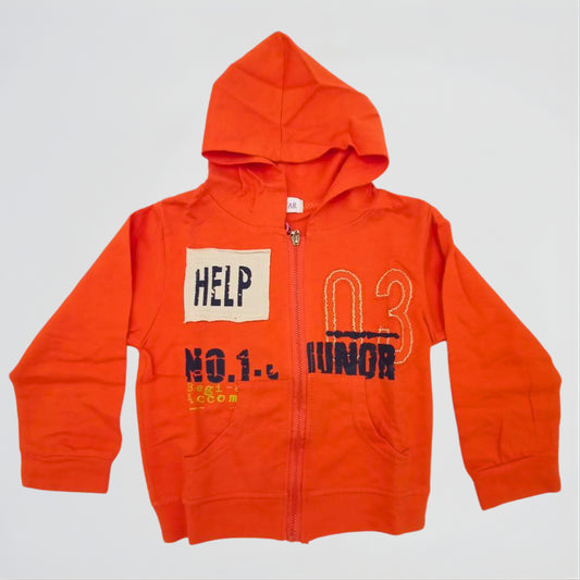 Help Orange Cotton Zip Hoodie