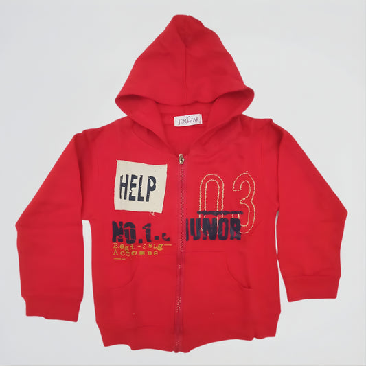 Help Red Cotton Zip Hoodie