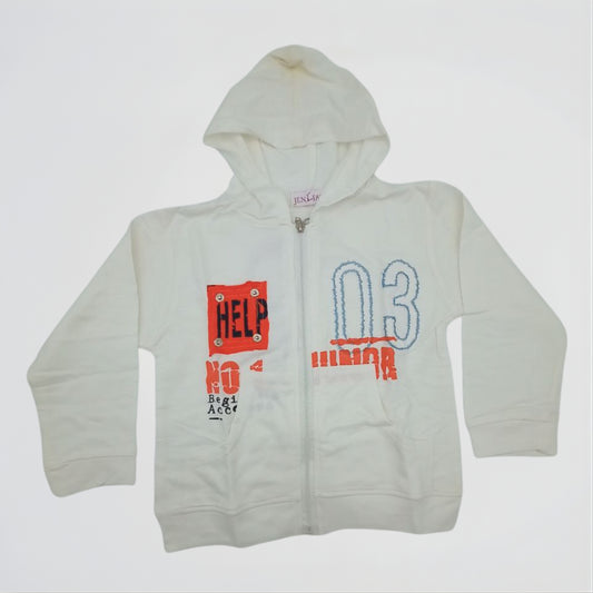 Help White Cotton Zip Hoodie