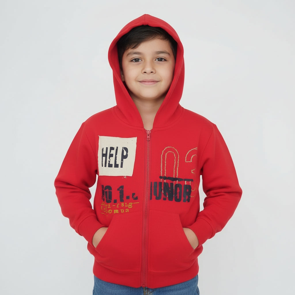 Help Red Cotton Zipper Jacket