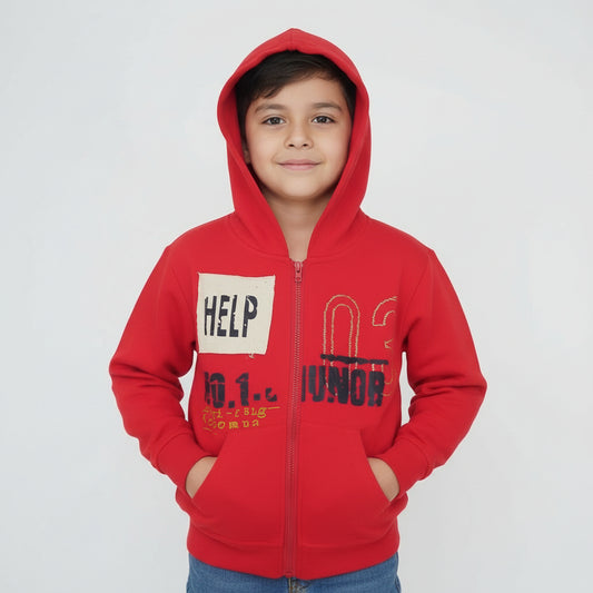 Help Red Cotton Zipper Jacket