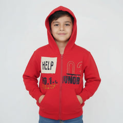 Help Red Cotton Zipper Jacket