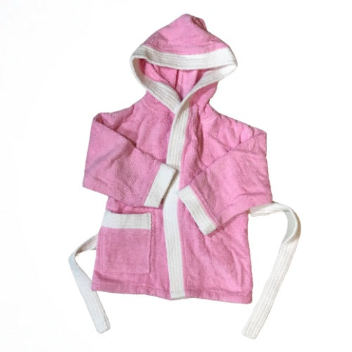 Basic Pink & White Cotton Swim Robe