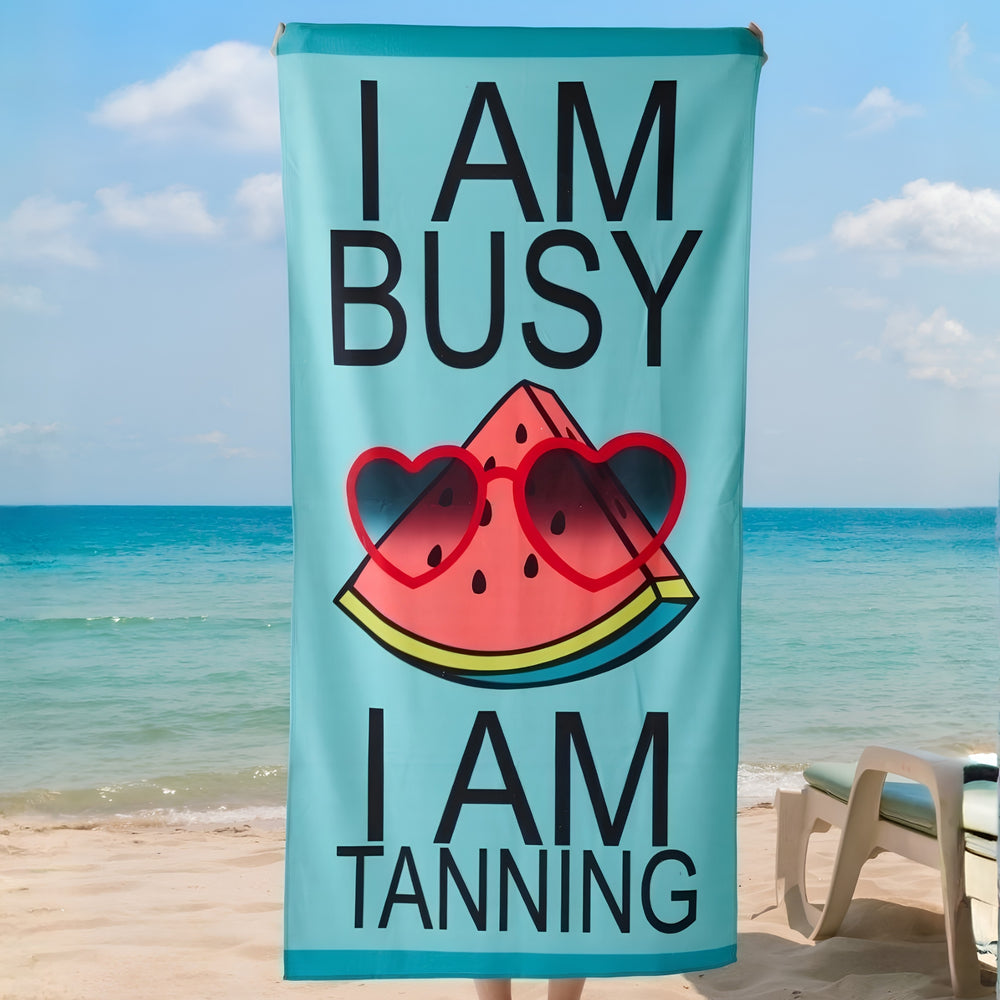 I Am Busy, I Am Tanning Microfiber Beach Towel