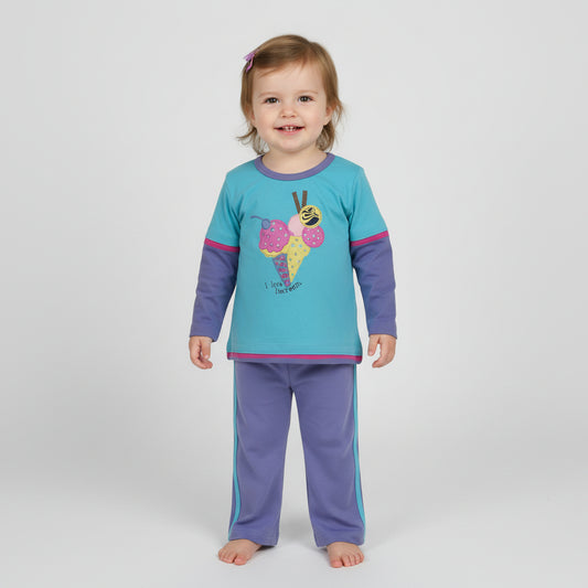 Ice Cream Lover Light Blue Cotton Pyjama Set