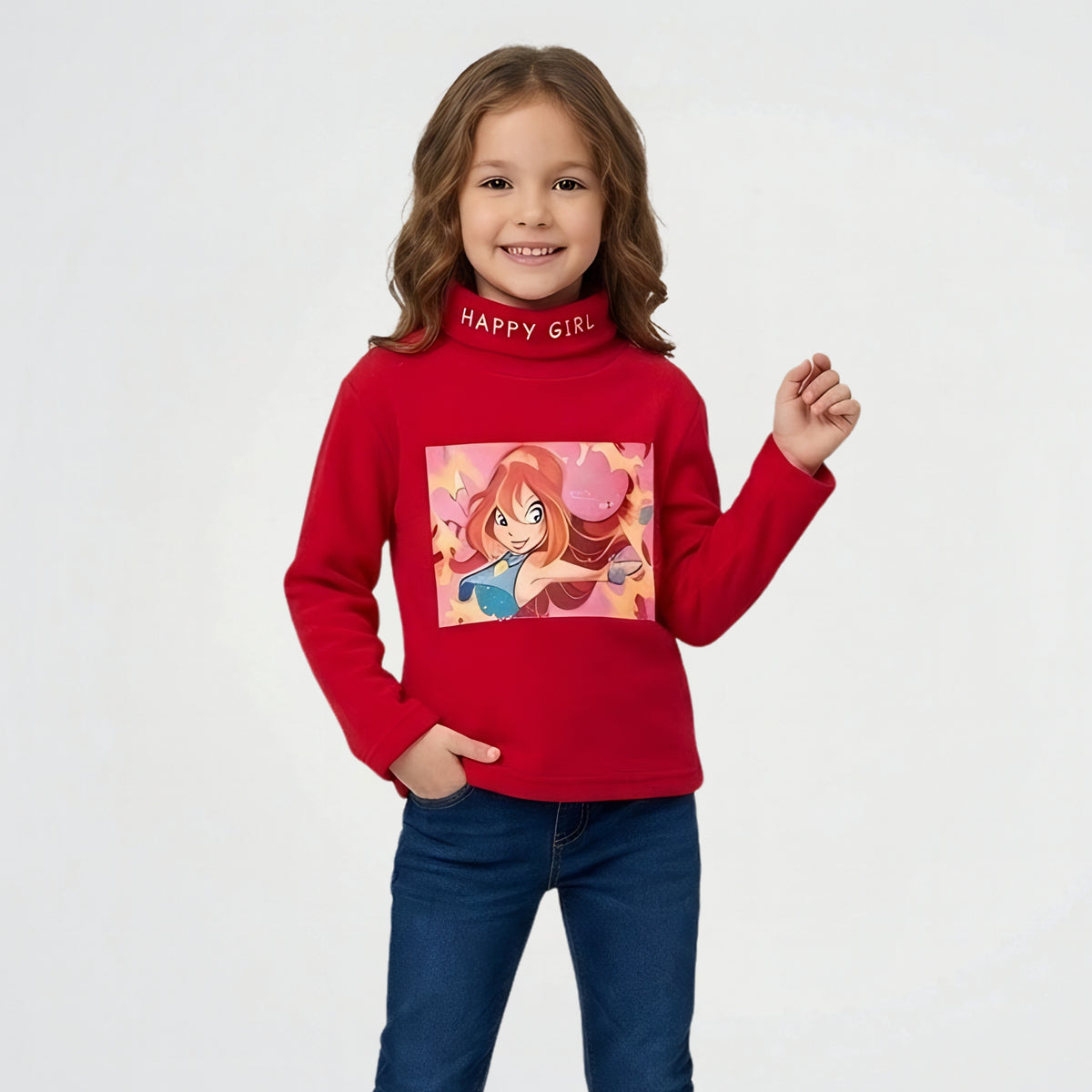 Kim Possible Red Fleece Roll Neck Pullover