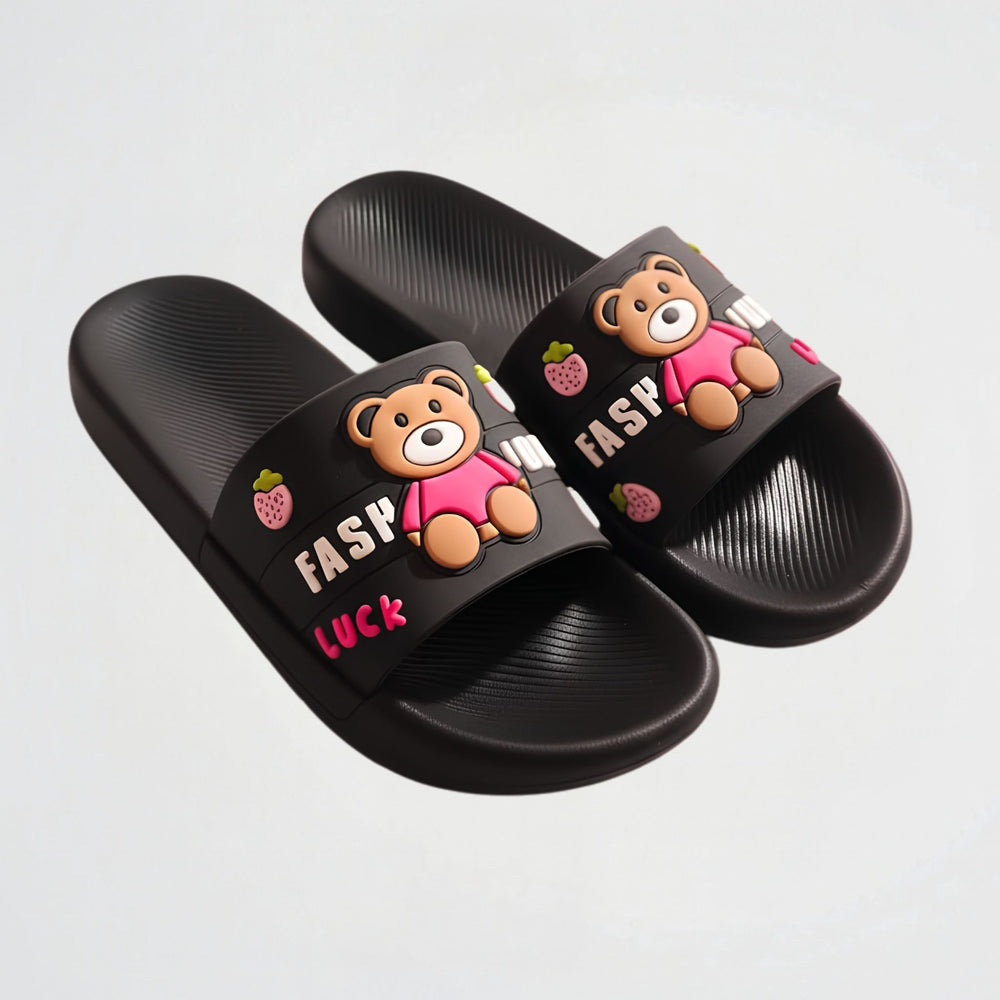 Lucky Bear Black Slides
