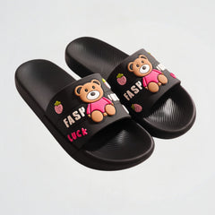 Lucky Bear Black Slides