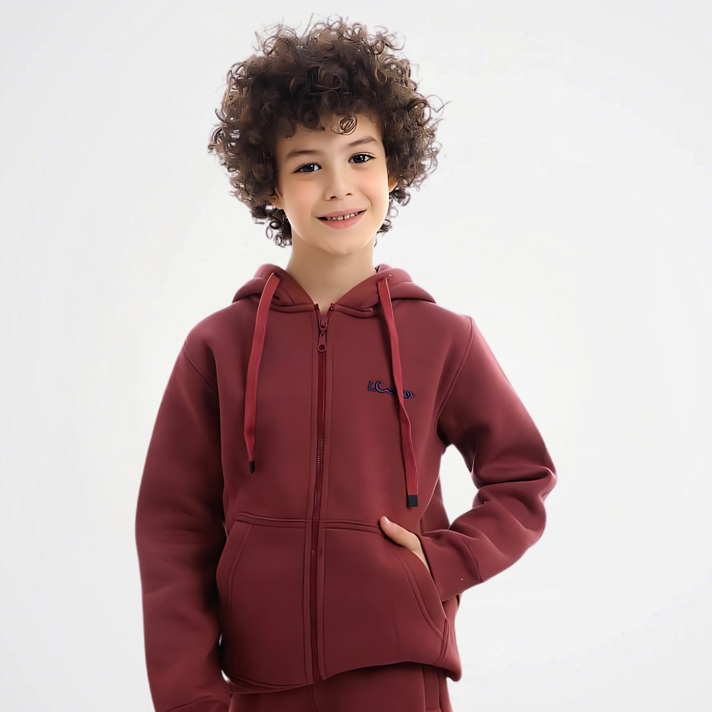 Basic Burgundy Cotton Zipper Jacket