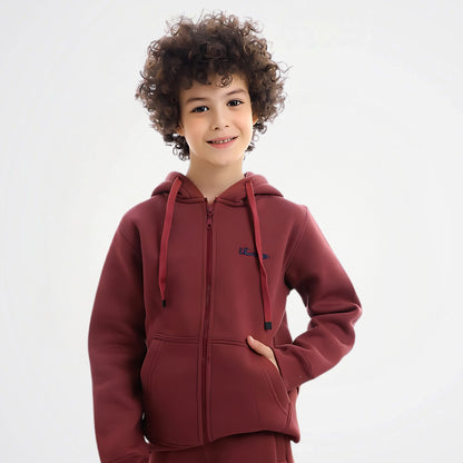 Basic Burgundy Cotton Zipper Jacket