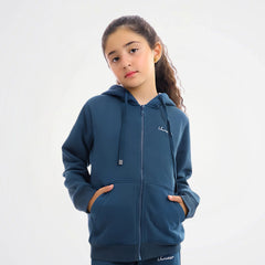 Basic Petroleum Blue Cotton Zipper Jacket