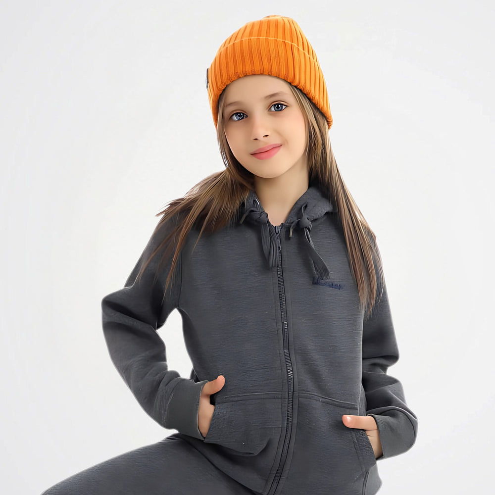 Basic Dark Grey Cotton Zipper Jacket