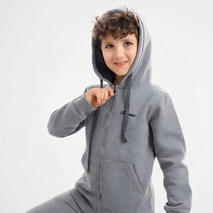 Basic Grey Cotton Zipper Jacket