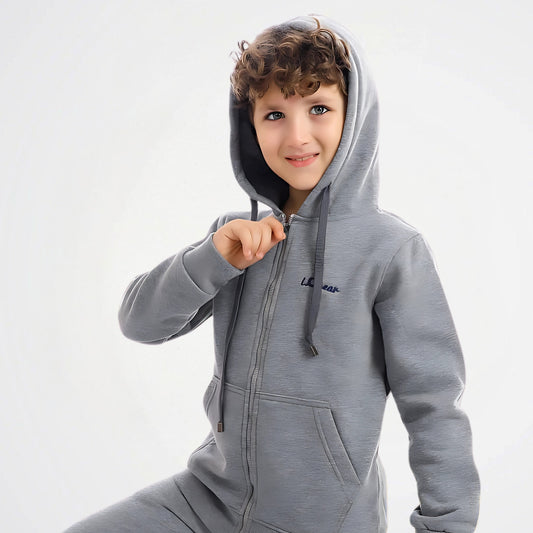 Basic Grey Cotton Zipper Jacket