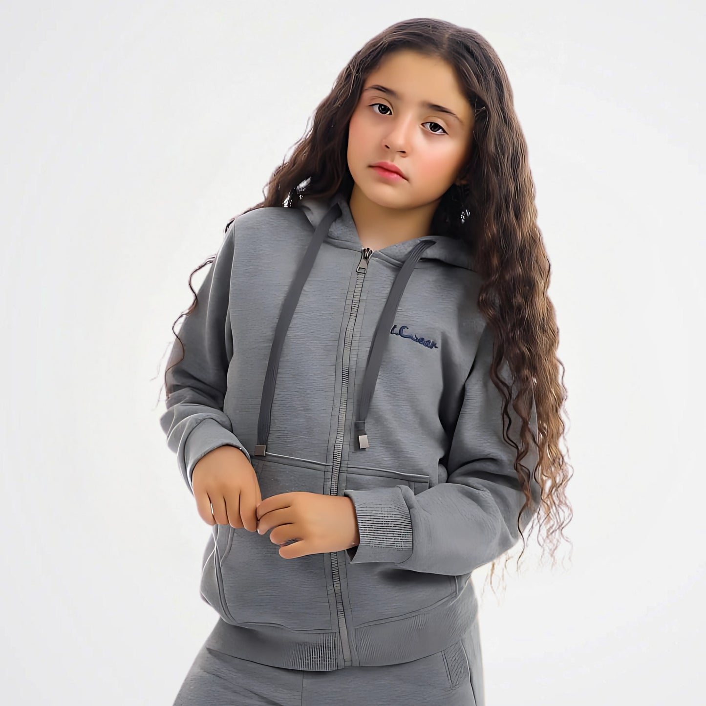 Basic Grey Cotton Zipper Jacket