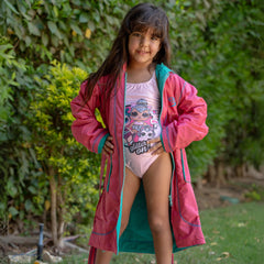 Basic Fuchsia & Turquoise Waterproof Swim Robe