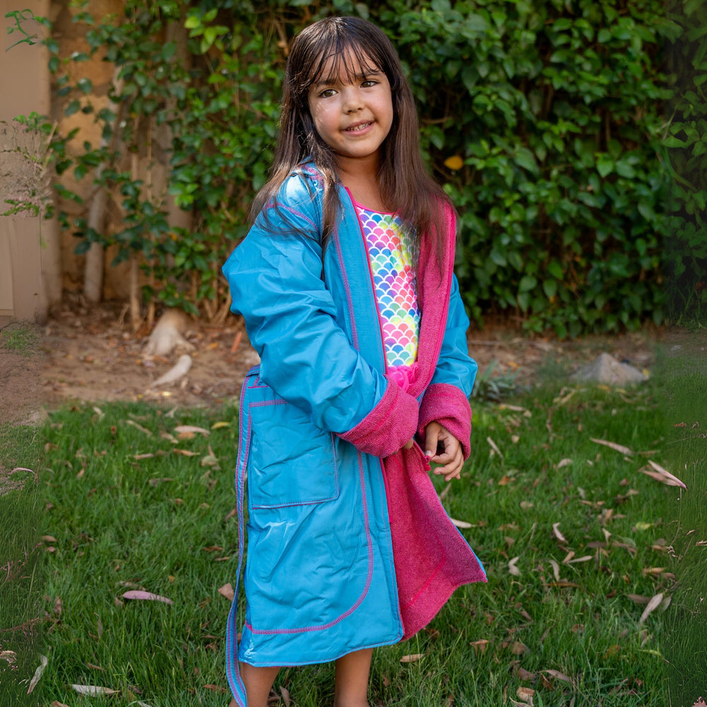SP Light Blue & Fuchsia Waterproof Swim Robe