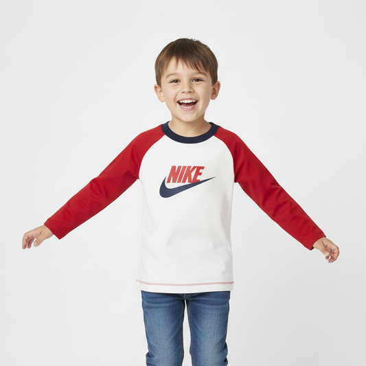 NK White/Red Cotton T-Shirt