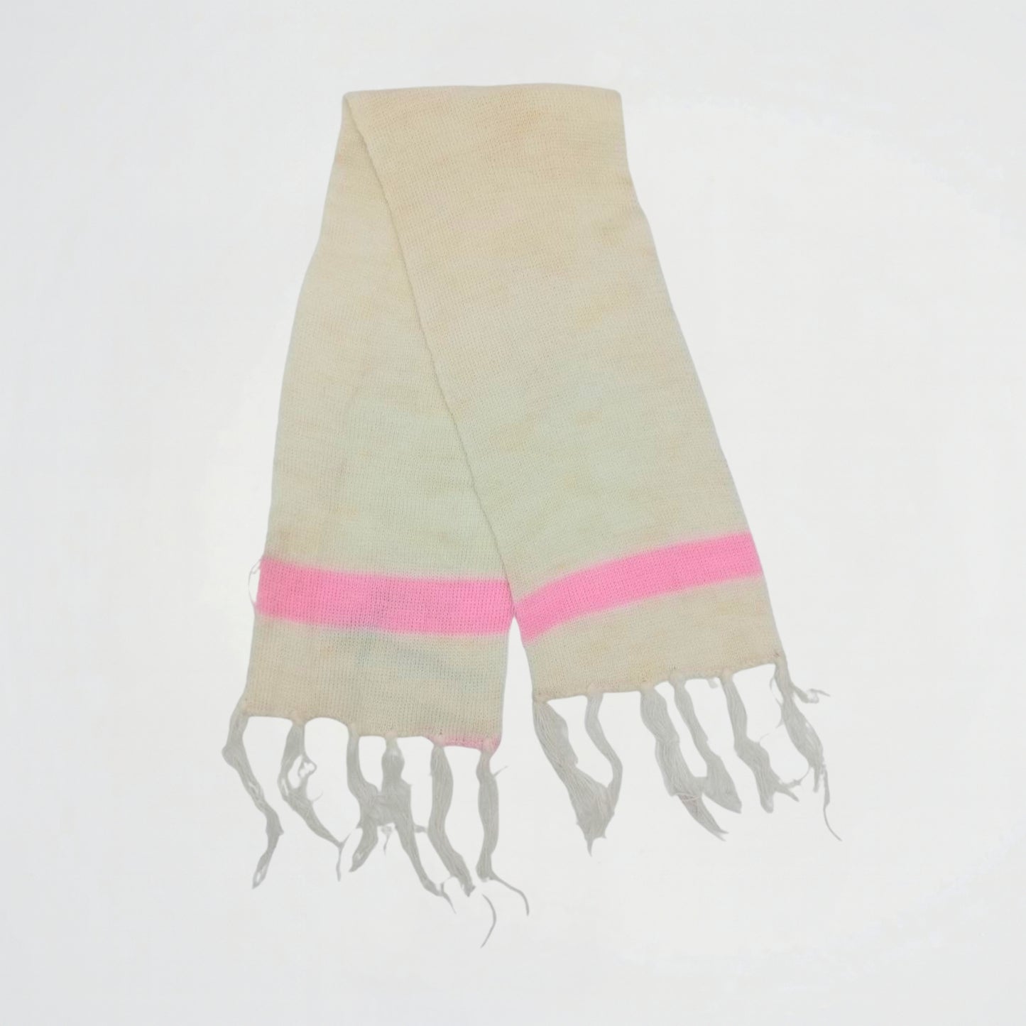 Striped White knitwear Scarf (Model 2)