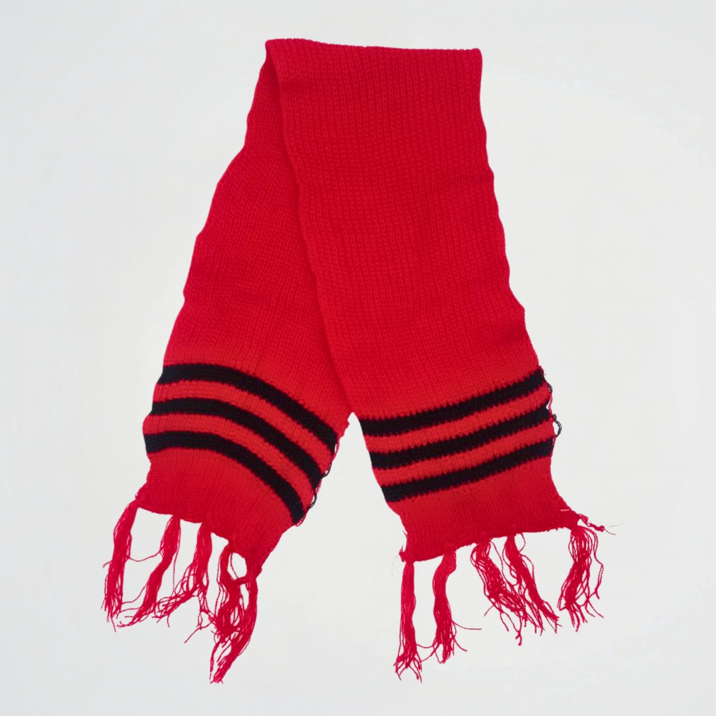 Striped Red knitwear Scarf (Model 2)