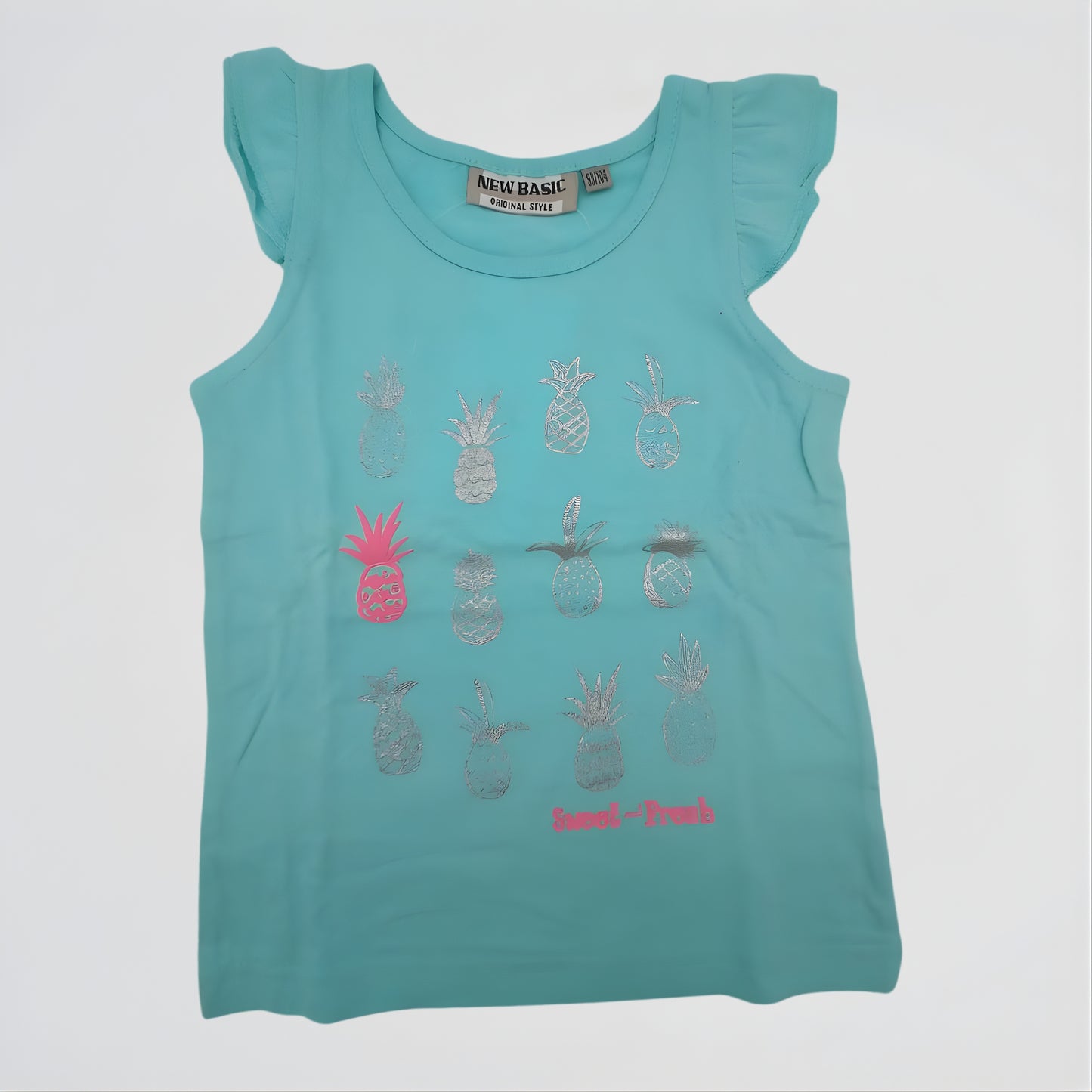 Pineapple Turquoise Cotton T-Shirt