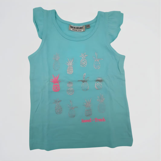 Pineapple Turquoise Cotton T-Shirt