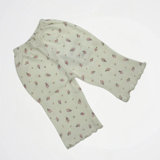 Floral Pattern Off White Cotton Pyjama Pants
