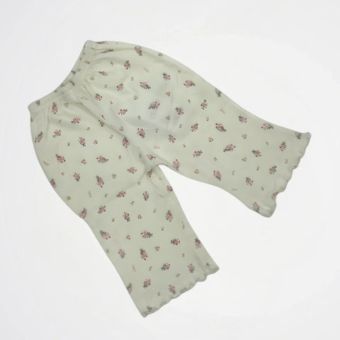 Floral Pattern Off White Cotton Pyjama Pants
