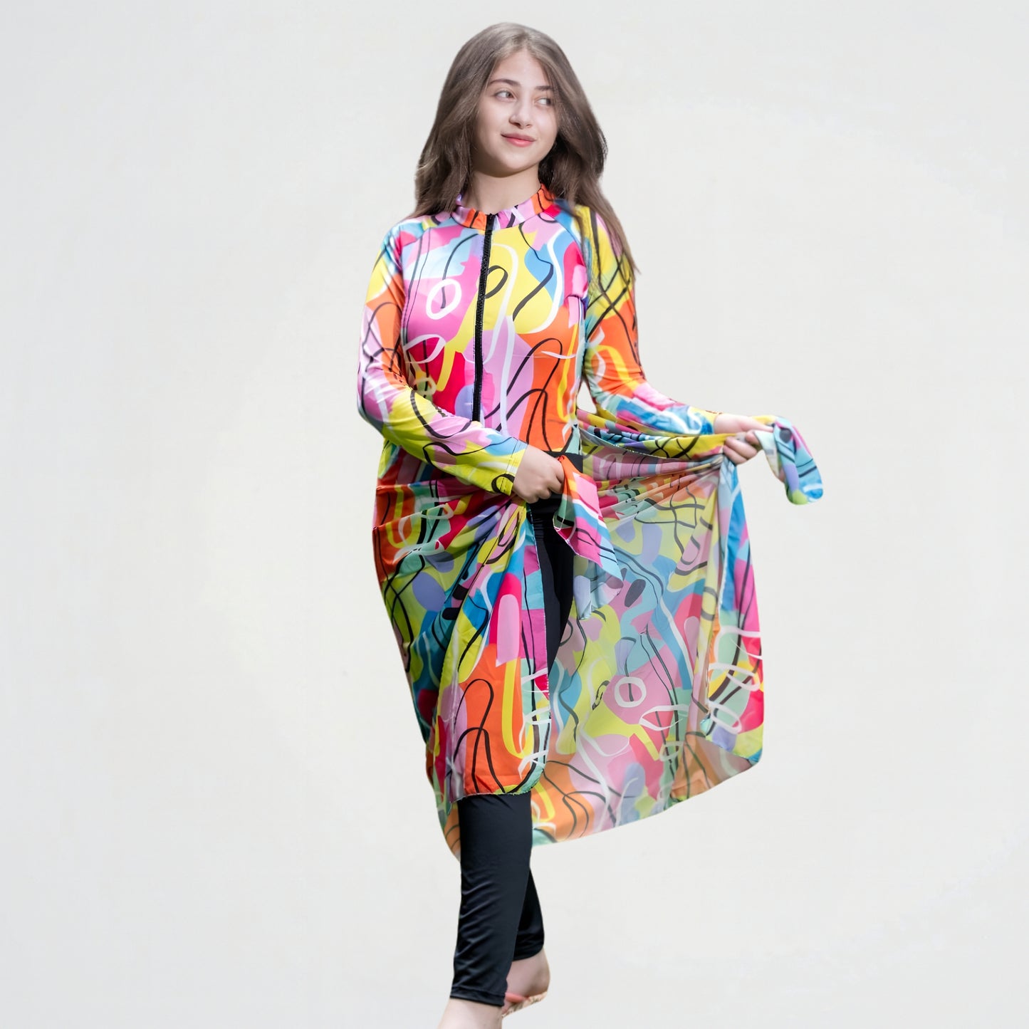 Misty Lines Rash Guard Swimsuit