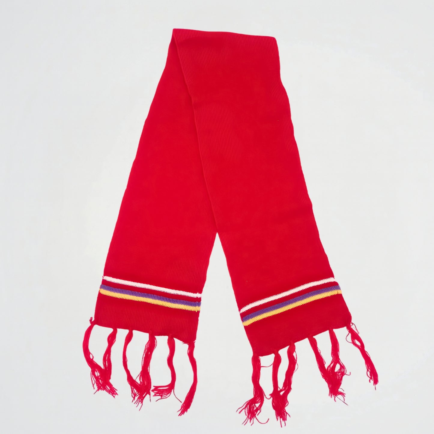 Basic Striped Color Red Knitwear Scarf