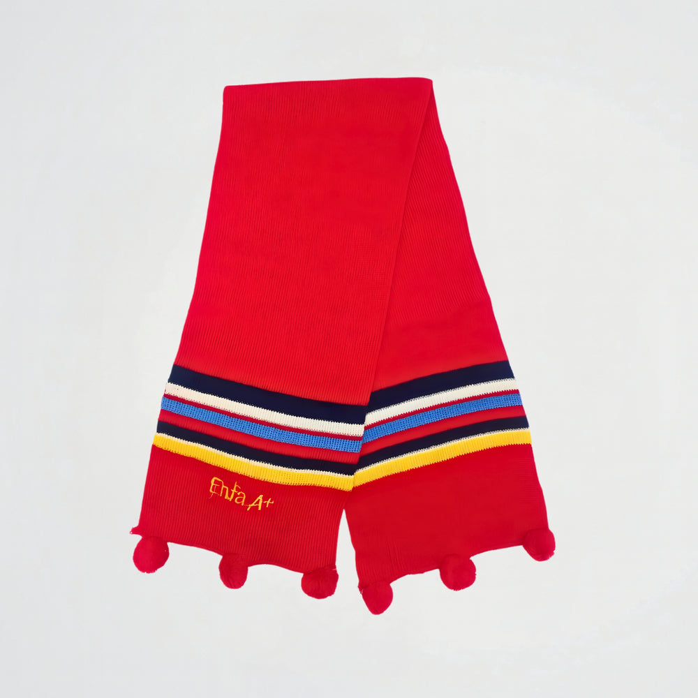 Striped Red Knitwear Scarf