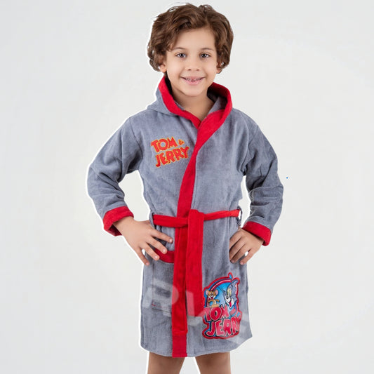 Tom & Jerry Grey/Red Cotton Swim Robe