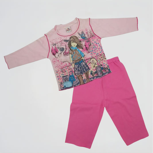 Fashion Girl Fuchsia Cotton Pyjama Set